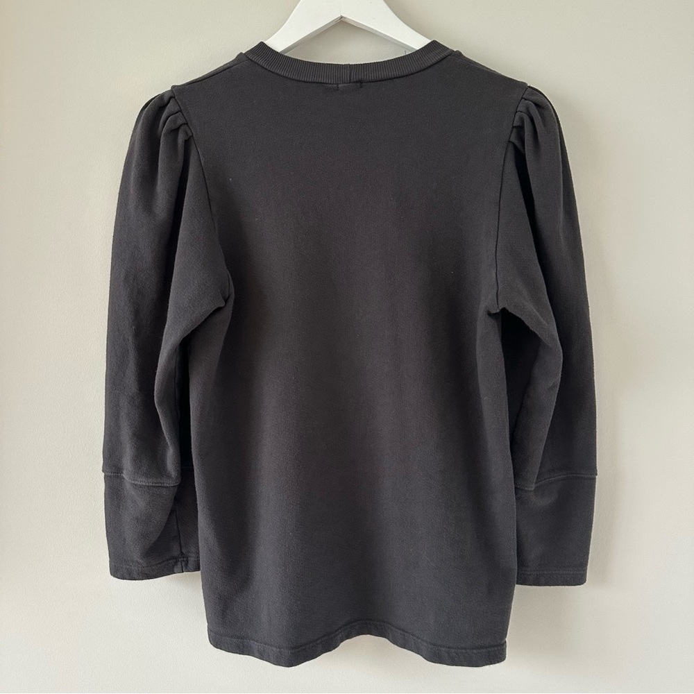 Monrow Women’s Puff Tuck Sleeve Tuck Top Crew Neck Sweatshirt Gray Size Small - Picture 11 of 11